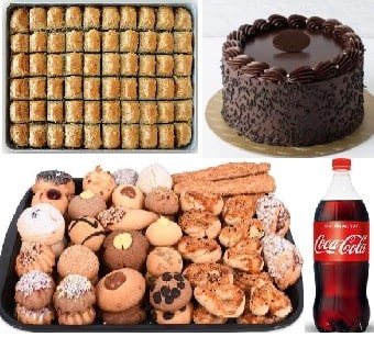 Lezzet Şöleni Paketi: Yaş Pasta Cevizli Baklava Kuru Pasta ve Kola